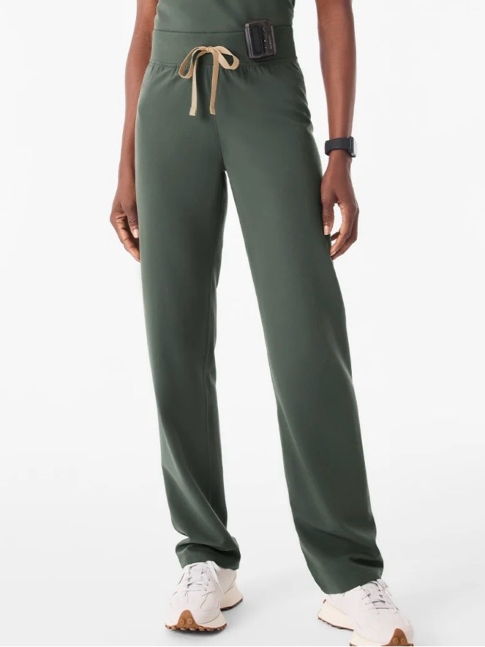 FIGS Livingston Scrub Pants L Moss Green High Rise Straight Leg Healthcare